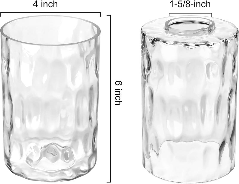 Canomo 3 Packs Hammered Glass Light Shade Cylinder Water Ripple Glass Lamp Shade Replacement 6 Inch Height Fit 2-1/4 Fitter for Wall Lamps Chandeliers or Ceiling Lamps - Image 2
